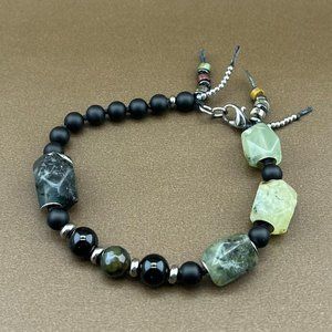Men's Mixed Gemstone Bracelet-Hand Knotted Bracelet-Chunky Unisex Bracelet